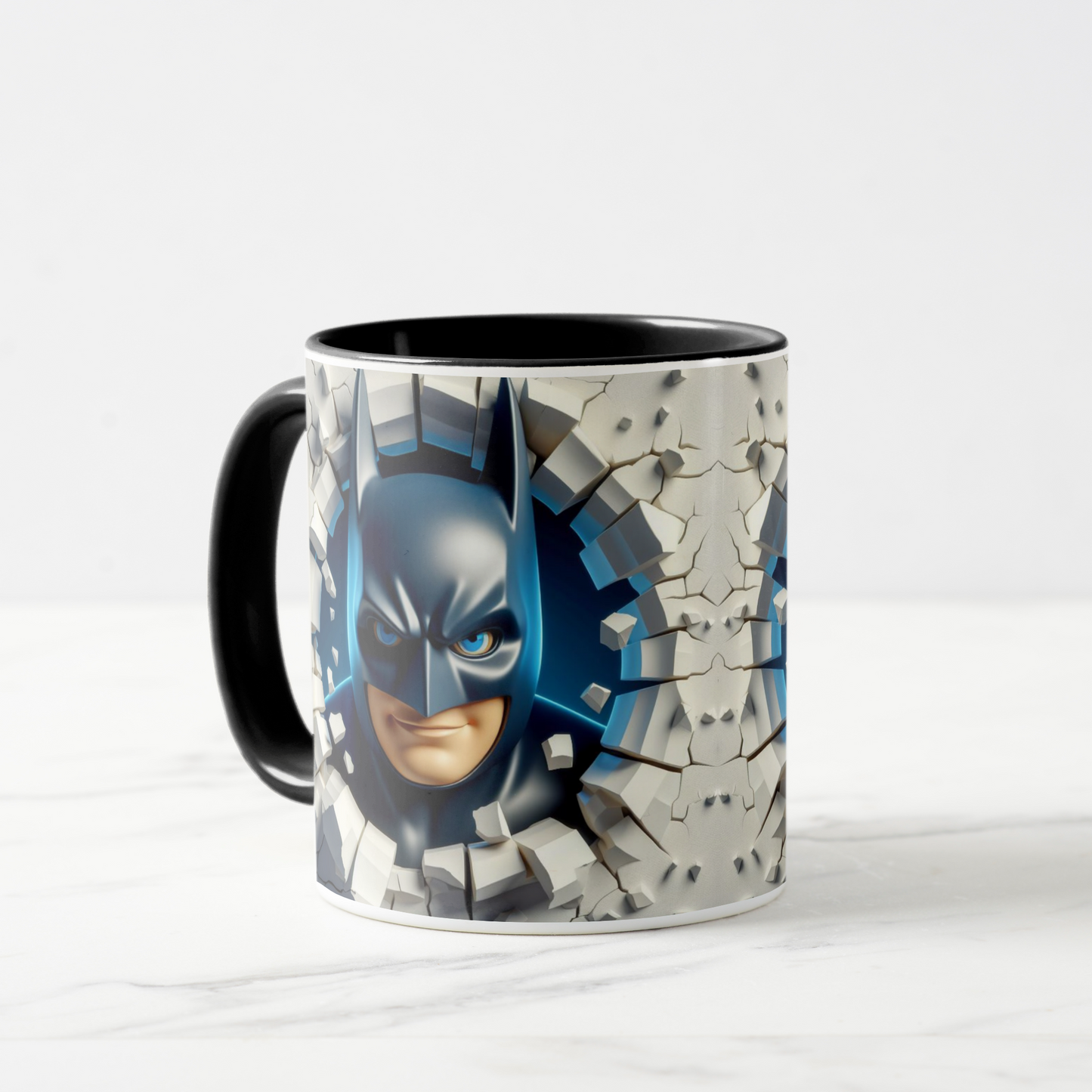 Batman-Inspired Cartoon Character Mug
