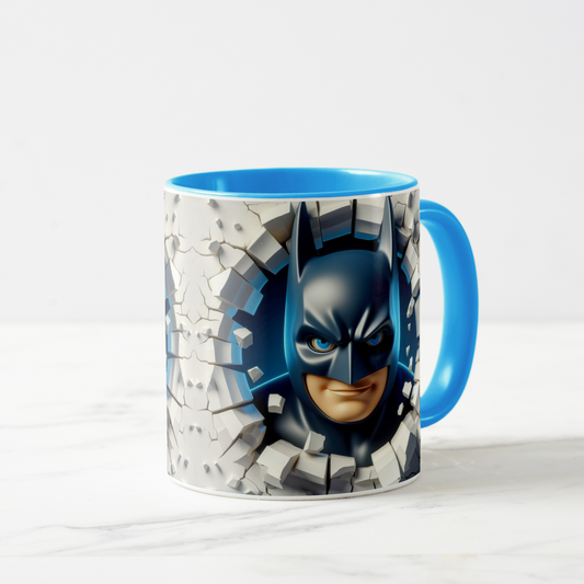 Batman-Inspired Cartoon Character Mug
