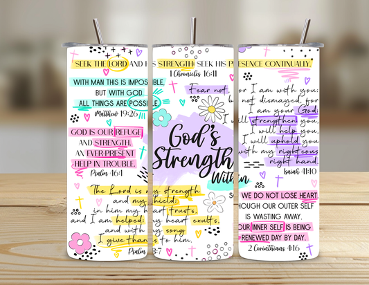 God's Strength Christian Tumbler – 600ml / 20oz