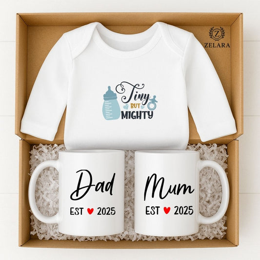 New Baby Boy Parents Gift Set - Tiny But Mighty