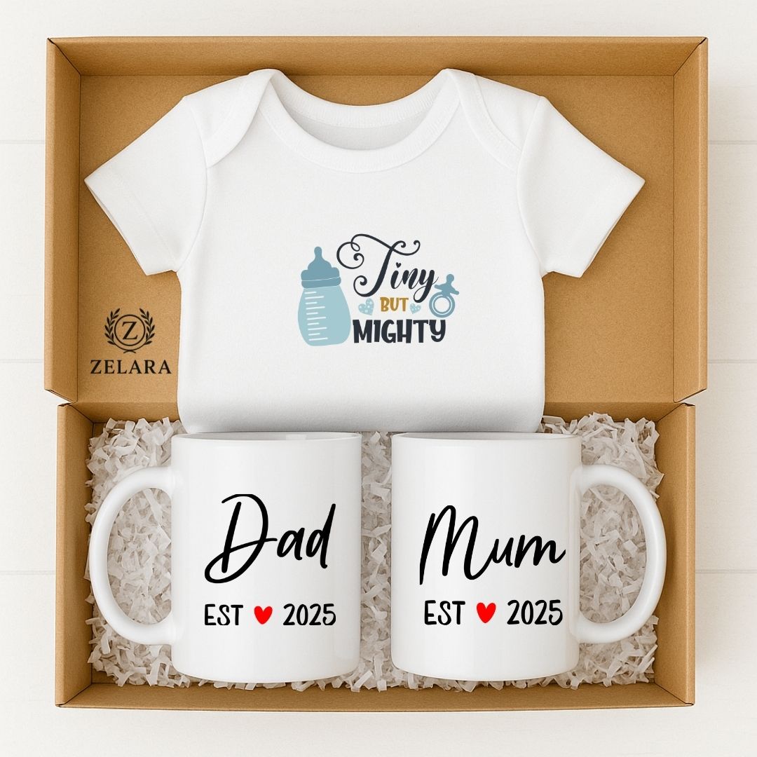 New Baby Boy Parents Gift Set - Tiny But Mighty