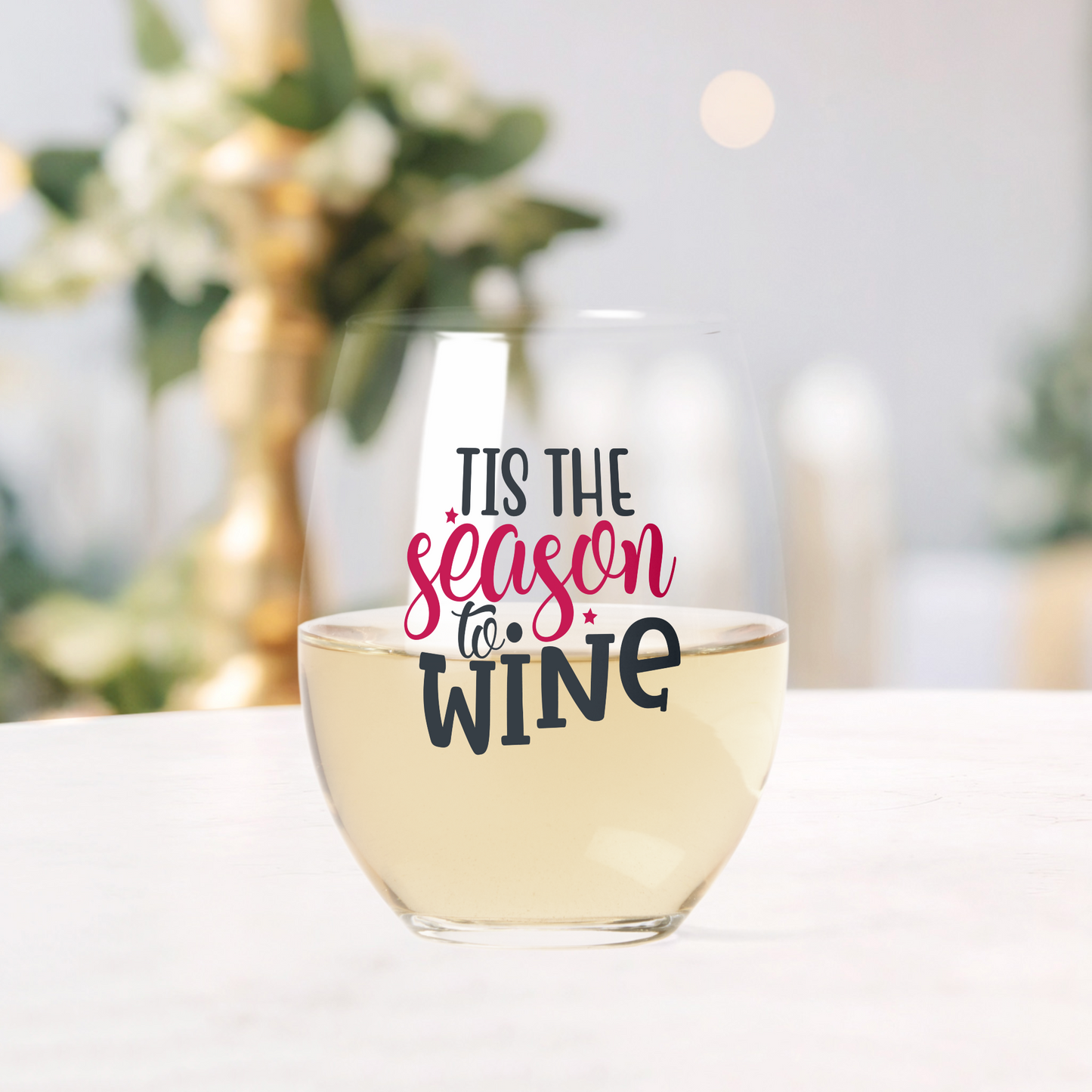 Stemless Christmas Wine Glases