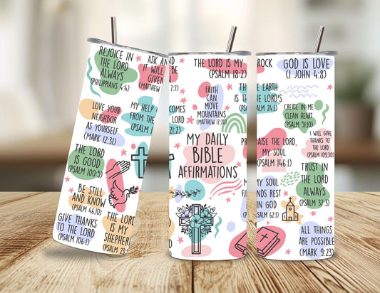 My Daily Bible Verse Affirmations Christian Tumbler – 600ml / 20oz