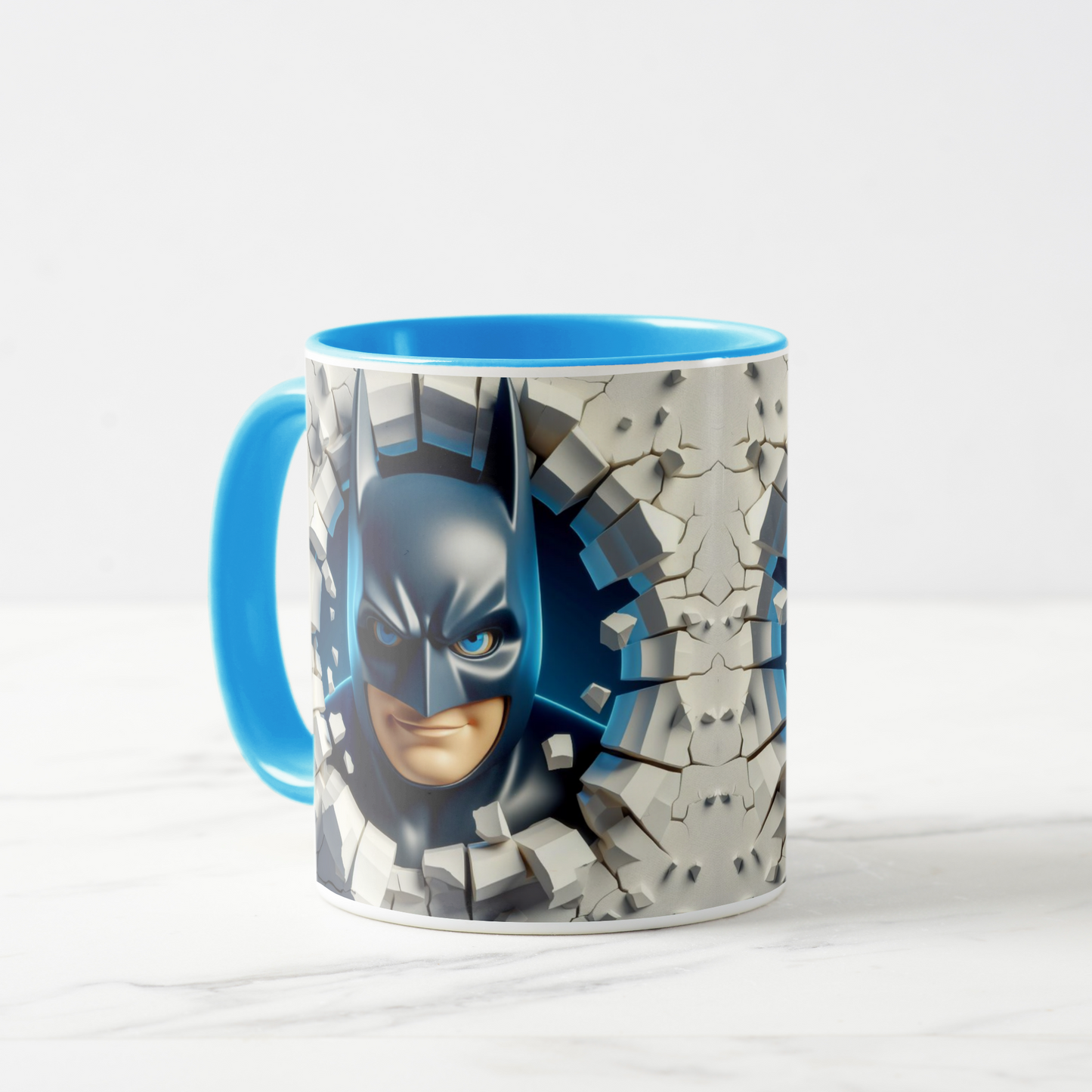 Batman-Inspired Cartoon Character Mug
