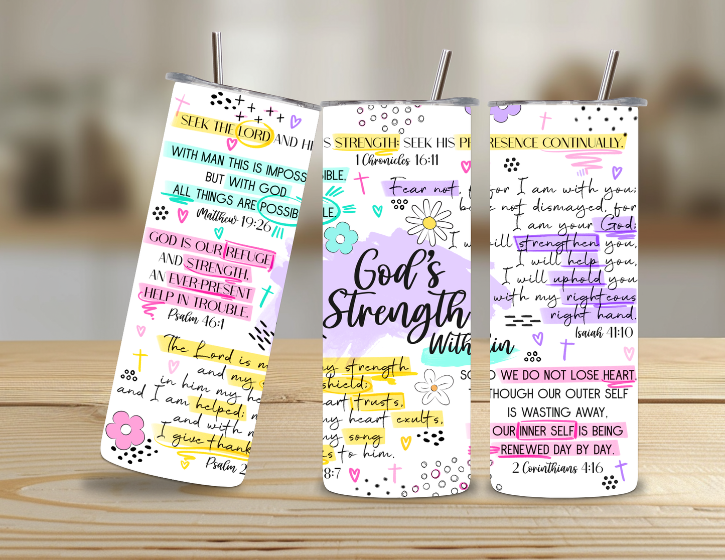 God's Strength Christian Tumbler – 600ml / 20oz